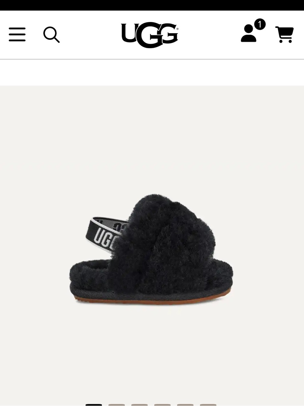 UGG Baby Black Shearling Fluff Yeah! Slide with Logo Heel Strap